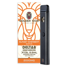 Golden Goat Delta-8 THC Vape Device 2000mg – Rechargeable/Disposable – Sunset Sherbert_CBDee