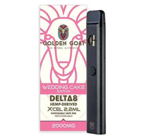 Golden Goat Delta-8 THC Vape Device 2000mg – Rechargeable/Disposable – Wedding Cake_CBDee