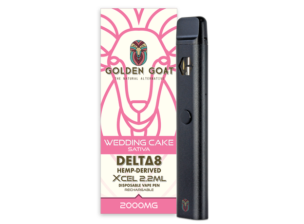 Golden Goat Delta-8 THC Vape Device 2000mg – Rechargeable/Disposable – Wedding Cake_CBDee